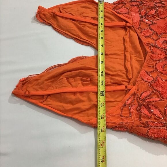 ASOS Orange Sequin Fringe Midi Slip Dress New Size 8 - Picture 11 of 16